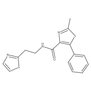 2-methyl-5-phenyl-N-[2-(1,3-thiazol-2-yl)ethyl]-1,3-thiazole-4-carboxamide结构式