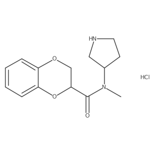 N-methyl-N-((R)-pyrrolidin-3-yl)-2,3-dihydrobenzo[b][1,4]dioxine-2-carboxamide hydrochloride结构式