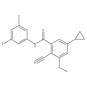 3-cyano-6-cyclopropyl-N-(3,5-difluorophenyl)-2-(methylsulfanyl)pyridine-4-carboxamide结构式