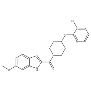 (4-((3-bromopyridin-2-yl)oxy)piperidin-1-yl)(6-methoxy-1H-indol-2-yl)methanone结构式