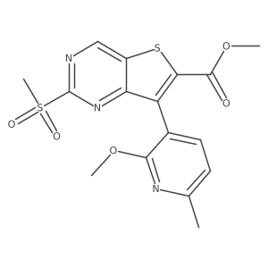 Methyl 7-(2-methoxy-6-methylpyridin-3-yl)-2-(methylsulfonyl)thieno[3,2-d]pyrimidine-6-carboxylate结构式
