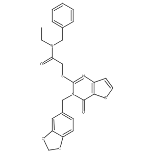 2-((3-(benzo[d][1,3]dioxol-5-ylmethyl)-4-oxo-3,4-dihydrothieno[3,2-d]pyrimidin-2-yl)thio)-N-benzyl-N-ethylacetamide Structure