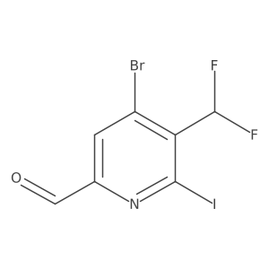 4-Bromo-3-(difluoromethyl)-2-iodopyridine-6-carboxaldehyde结构式