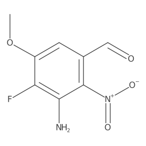 Benzaldehyde, 3-amino-4-fluoro-5-methoxy-2-nitro- Structure