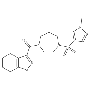 (4-((1-methyl-1H-pyrazol-4-yl)sulfonyl)-1,4-diazepan-1-yl)(4,5,6,7-tetrahydrobenzo[d]isoxazol-3-yl)methanone结构式