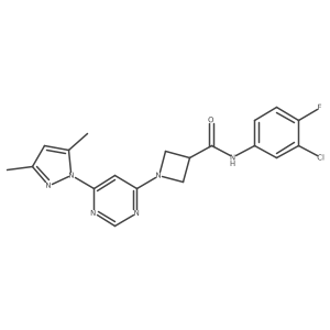 N-(3-chloro-4-fluorophenyl)-1-(6-(3,5-dimethyl-1H-pyrazol-1-yl)pyrimidin-4-yl)azetidine-3-carboxamide结构式