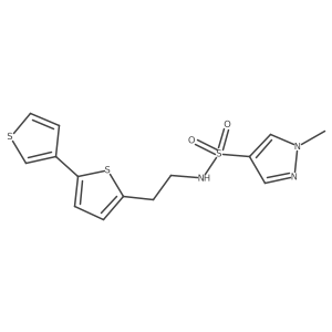 N-(2-([2,3'-bithiophen]-5-yl)ethyl)-1-methyl-1H-pyrazole-4-sulfonamide结构式
