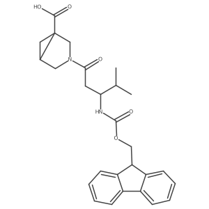 3-[(3R)-3-({[(9H-fluoren-9-yl)methoxy]carbonyl}amino)-4-methylpentanoyl]-3-azabicyclo[3.1.0]hexane-1-carboxylic acid结构式