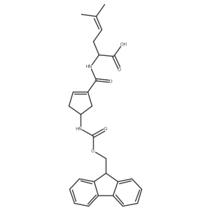 2-{[4-({[(9H-fluoren-9-yl)methoxy]carbonyl}amino)cyclopent-1-en-1-yl]formamido}-5-methylhex-4-enoic acid Structure