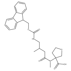 3-[4-({[(9H-fluoren-9-yl)methoxy]carbonyl}amino)-N,3-dimethylbutanamido]oxolane-3-carboxylic acid Structure