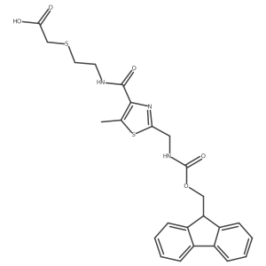 2-{[2-({2-[({[(9H-fluoren-9-yl)methoxy]carbonyl}amino)methyl]-5-methyl-1,3-thiazol-4-yl}formamido)ethyl]sulfanyl}acetic acid Structure