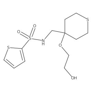 N-((4-(2-hydroxyethoxy)tetrahydro-2H-thiopyran-4-yl)methyl)thiophene-2-sulfonamide结构式