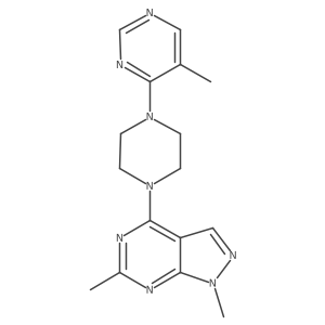 4-(4-{1,6-dimethyl-1H-pyrazolo[3,4-d]pyrimidin-4-yl}piperazin-1-yl)-5-methylpyrimidine Structure