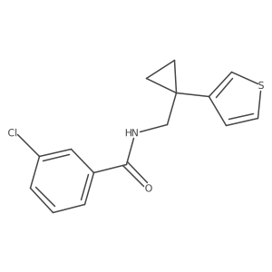 3-chloro-N-{[1-(thiophen-3-yl)cyclopropyl]methyl}benzamide结构式