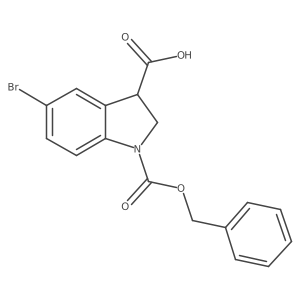 1-[(benzyloxy)carbonyl]-5-bromo-2,3-dihydro-1H-indole-3-carboxylic acid Structure