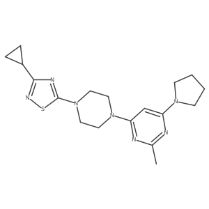 4-[4-(3-Cyclopropyl-1,2,4-thiadiazol-5-yl)piperazin-1-yl]-2-methyl-6-(pyrrolidin-1-yl)pyrimidine Structure