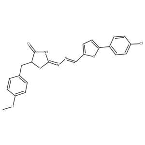 (Z)-2-((E)-((5-(4-chlorophenyl)furan-2-yl)methylene)hydrazono)-5-(4-methoxybenzyl)thiazolidin-4-one Structure