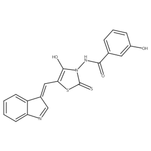 3-hydroxy-N-[(5Z)-5-(1H-indol-3-ylmethylidene)-4-oxo-2-thioxo-1,3-thiazolidin-3-yl]benzamide结构式