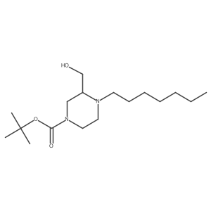 [2S]-4-t-Butoxycarbonyl-l-heptyl-2-hydroxymethylpiperazine结构式