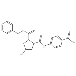 4-((2S,4R)-1-((Benzyloxy)carbonyl)-4-mercaptopyrrolidine-2-carboxamido)benzoic acid结构式