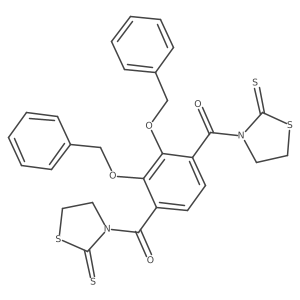 (2,3-Bis(benzyloxy)-1,4-phenylene)bis((2-thioxothiazolidin-3-yl)methanone)结构式
