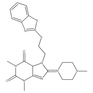7-[2-(1,3-benzothiazol-2-ylsulfanyl)ethyl]-1,3-dimethyl-8-(4-methylpiperazin-1-yl)-2,3,6,7-tetrahydro-1H-purine-2,6-dione结构式