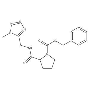 1-Pyrrolidinecarboxylic acid, 2-[[[(1-methyl-1H-tetrazol-5-yl)methyl]amino]carbonyl]-, phenylmethyl ester, (S)- Structure