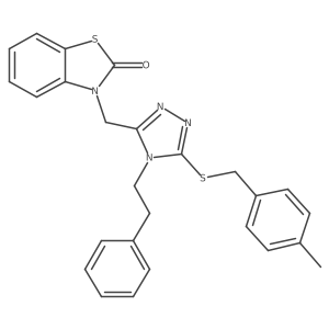 3-((5-((4-methylbenzyl)thio)-4-phenethyl-4H-1,2,4-triazol-3-yl)methyl)benzo[d]thiazol-2(3H)-one结构式