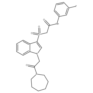 2-((1-(2-(azepan-1-yl)-2-oxoethyl)-1H-indol-3-yl)sulfonyl)-N-(3-fluorophenyl)acetamide结构式