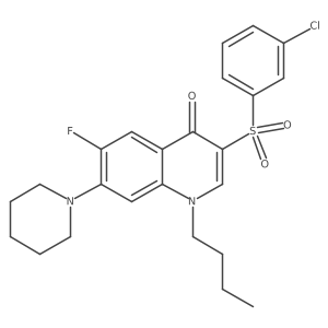 1-butyl-3-((3-chlorophenyl)sulfonyl)-6-fluoro-7-(piperidin-1-yl)quinolin-4(1H)-one Structure