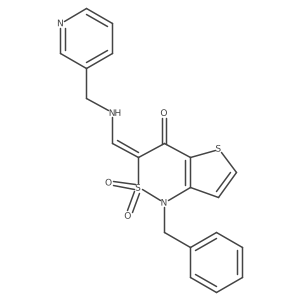 (3Z)-1-benzyl-3-{[(pyridin-3-ylmethyl)amino]methylene}-1H-thieno[3,2-c][1,2]thiazin-4(3H)-one 2,2-dioxide结构式