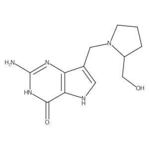 2-amino-1,5-dihydro-7-[[(2S)-2-(hydroxymethyl)-1-pyrrolidinyl]methyl]-4H-pyrrolo[3,2-d]pyrimidin-4-one diacetate结构式