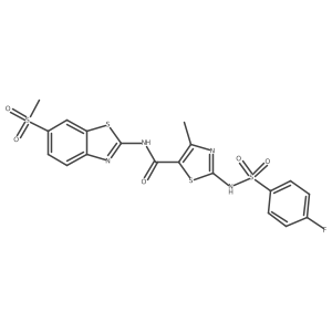5-Thiazolecarboxamide, 2-[[(4-fluorophenyl)sulfonyl]amino]-4-methyl-N-[6-(methylsulfonyl)-2-benzothiazolyl]- Structure