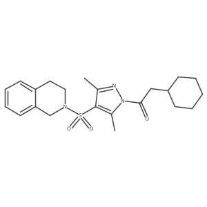 2-{[1-(cyclohexylacetyl)-3,5-dimethyl-1H-pyrazol-4-yl]sulfonyl}-1,2,3,4-tetrahydroisoquinoline Structure