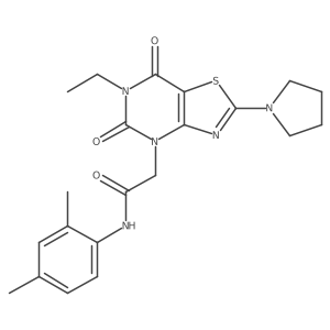 N-(2,4-Dimethylphenyl)-2-(6-ethyl-5,7-dioxo-2-(pyrrolidin-1-yl)-6,7-dihydrothiazolo[4,5-d]pyrimidin-4(5H)-yl)acetamide结构式