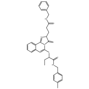 2-({2-[2-(benzylcarbamoyl)ethyl]-3-oxo-2H,3H-imidazo[1,2-c]quinazolin-5-yl}sulfanyl)-N-[(4-methylphenyl)methyl]butanamide结构式