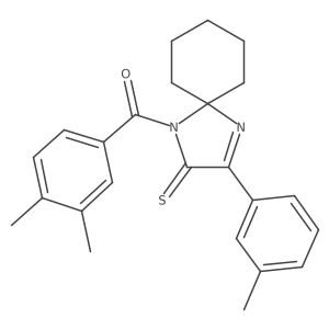 1-(3,4-Dimethylbenzoyl)-3-(3-methylphenyl)-1,4-diazaspiro[4.5]dec-3-ene-2-thione Structure