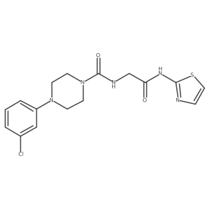 4-(3-chlorophenyl)-N-[2-oxo-2-(1,3-thiazol-2-ylamino)ethyl]piperazine-1-carboxamide结构式