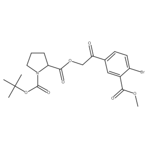 (S)-pyrrolidine-1,2-dicarboxylic acid 2-(2-(4-bromo-3-methoxycarbonylphenyl)-2-oxoethyl) ester 1-tert-butyl ester结构式
