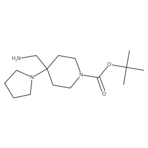 Tert-butyl 4-(aminomethyl)-4-(pyrrolidin-1-yl)piperidine-1-carboxylate结构式