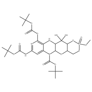 1,3,2-Dioxaphosphorino[4',5':5,6]pyrano[3,2-g]pteridine-6(5aH)-carboxylic acid, 8-[[(1,1-dimethylethoxy)carbonyl]amino]-10-[[(1,1-dimethylethoxy)carbonyl]oxy]-4,4a,11,11a,12,12a-hexahydro-12,12-dihydroxy-2-methoxy-, 1,1-dimethylethyl ester, 2-oxide, (4aR,5aR,11aR,12aS)- Structure