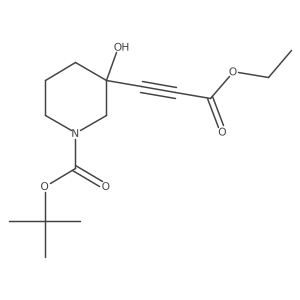 1-Piperidinecarboxylic acid, 3-(3-ethoxy-3-oxo-1-propyn-1-yl)-3-hydroxy-, 1,1-dimethylethyl ester Structure