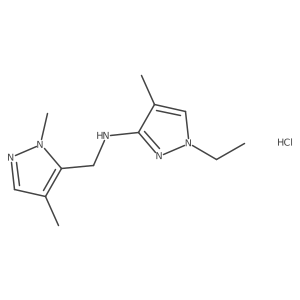 N-[(2,4-dimethylpyrazol-3-yl)methyl]-1-ethyl-4-methylpyrazol-3-amine;hydrochloride结构式