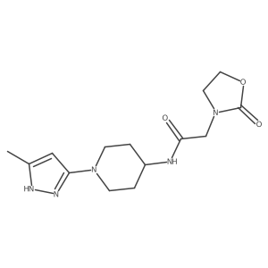 N-(1-(5-methyl-1H-pyrazol-3-yl)piperidin-4-yl)-2-(2-oxooxazolidin-3-yl)acetamide结构式