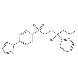 N-(2-hydroxy-3-methoxy-2-phenylpropyl)-4-(1H-pyrazol-1-yl)benzenesulfonamide结构式