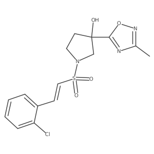 1-[(E)-2-(2-Chlorophenyl)ethenyl]sulfonyl-3-(3-methyl-1,2,4-oxadiazol-5-yl)pyrrolidin-3-ol结构式