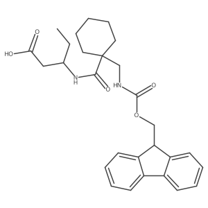 (3R)-3-({1-[({[(9H-fluoren-9-yl)methoxy]carbonyl}amino)methyl]cyclohexyl}formamido)pentanoic acid结构式