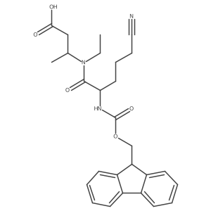 3-[5-cyano-N-ethyl-2-({[(9H-fluoren-9-yl)methoxy]carbonyl}amino)pentanamido]butanoic acid结构式