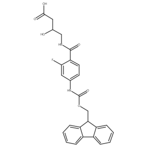 4-{[4-({[(9H-fluoren-9-yl)methoxy]carbonyl}amino)-2-fluorophenyl]formamido}-3-hydroxybutanoic acid Structure