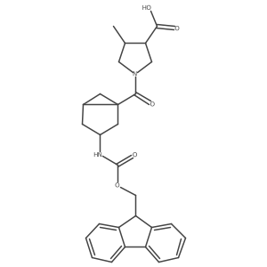 (3RS,4RS)-1-[(1RS&,3RS&,5RS&)-3-({[(9H-fluoren-9-yl)methoxy]carbonyl}amino)bicyclo[3.1.0]hexane-1-carbonyl]-4-methylpyrrolidine-3-carboxylic acid Structure